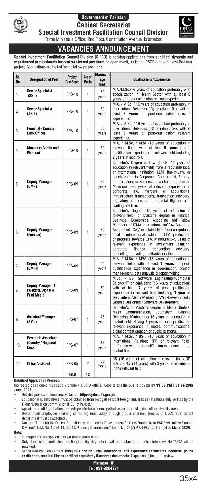 SIFC Jobs Advertisement 2026