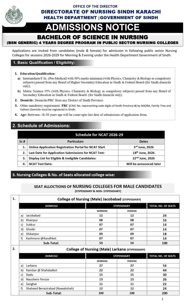 STS Nursing Admission 2026